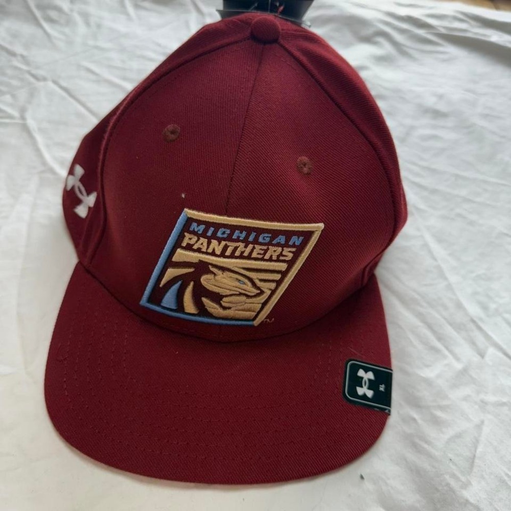 UFL Michigan Panthers Under Armour Fitted Red Cap Sz XL NWTs